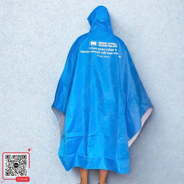 Áo Mưa In Logo Công Đoàn Công Ty Midori Apparel Việt Nam Hòa Bình 4 Áo mưa cánh dơi màu xanh dương in logo công đoàn