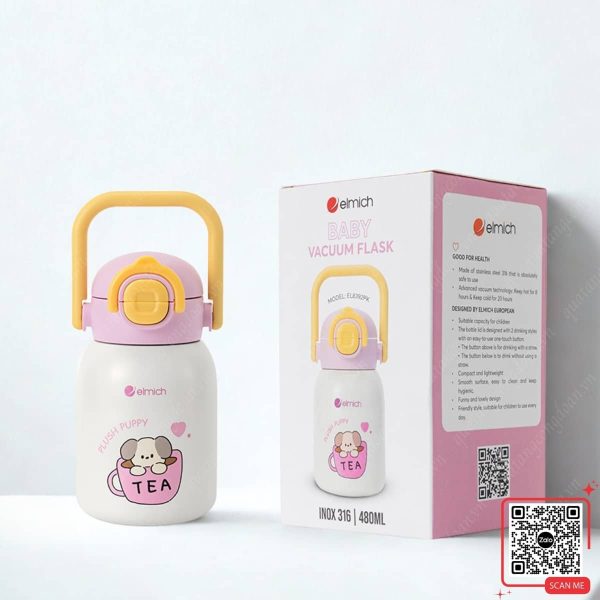 Bình Giữ Nhiệt Cho Bé Họa Tiết Dễ Thương 4 Bình giữ nhiệt cho bé màu hồng