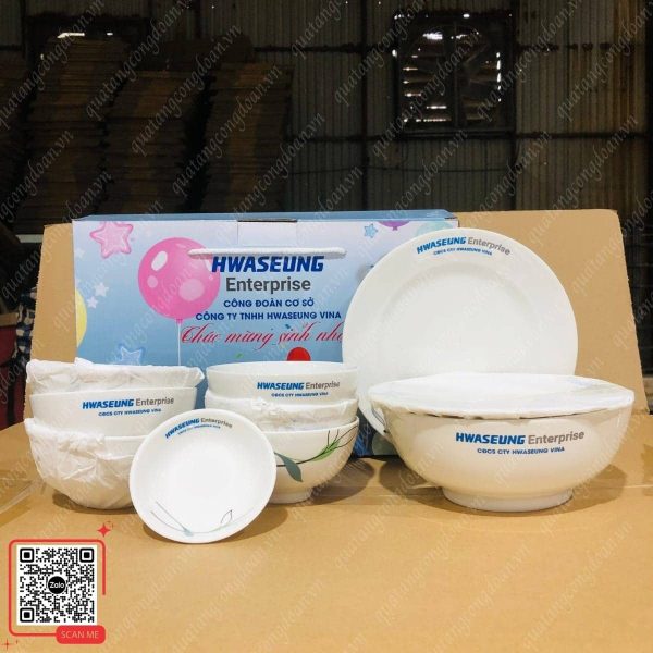 Bộ Bàn Ăn Quà Tặng Sinh Nhật Công Nhân Hwaseung 5 Bộ bát Bát Tràng 11 món tặng sinh nhật công nhân công đoàn Hwasung