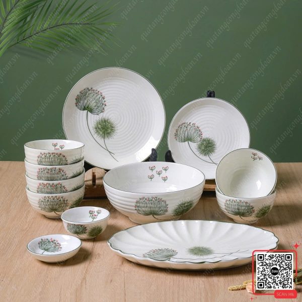 Bộ Bát Đĩa Sứ Cao Cấp Họa Tiết Hoa Bồ Công Anh 5 Bộ bát đĩa sứ cao cấp họa tiết hoa bồ công anh