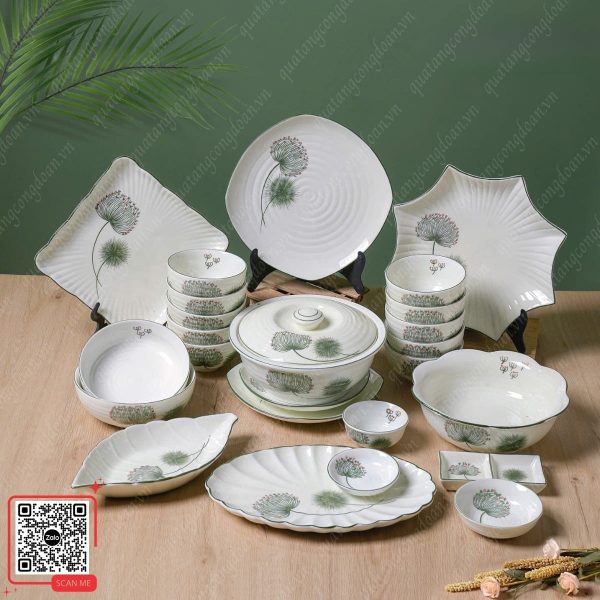 Bộ Bát Đĩa Sứ Cao Cấp Họa Tiết Hoa Bồ Công Anh 7 Bộ bát đĩa sứ cao cấp phong cách hiện đại họa tiết bồ công anh
