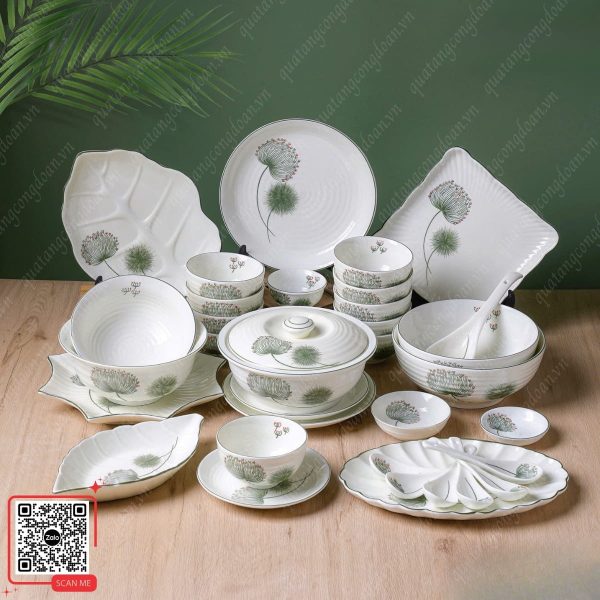 Bộ Bát Đĩa Sứ Cao Cấp Họa Tiết Hoa Bồ Công Anh 6 Bộ bát đĩa sứ cao cấp vẽ tay hoa bồ công anh