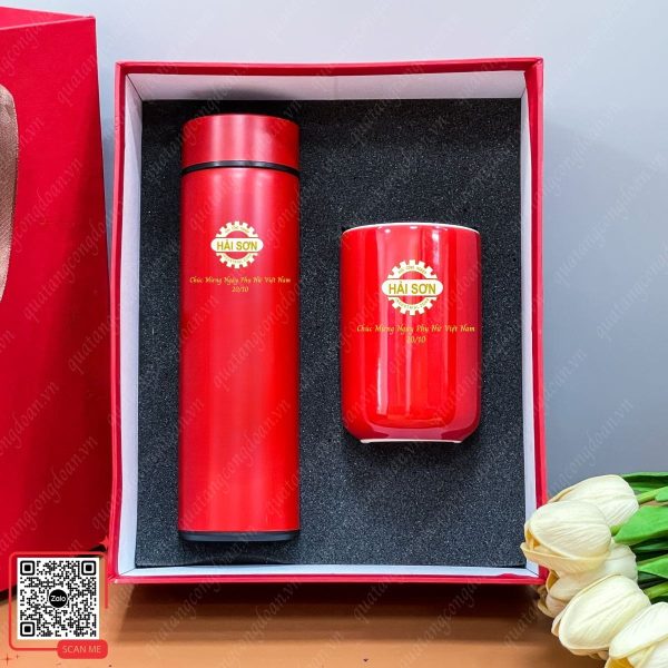 Set Quà Tặng Bình Giữ Nhiệt & Ly Sứ 4 Bộ quà tặng công nhân 20/10 bình giữ nhiệt và ly sứ giá xưởng