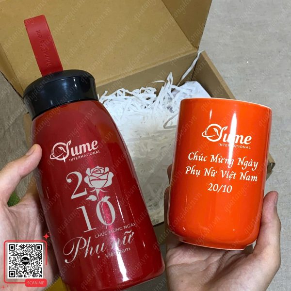 Set Quà Tặng Bình Giữ Nhiệt & Ly Sứ 5 Bộ quà tặng 20/10 làm quà tặng công đoàn