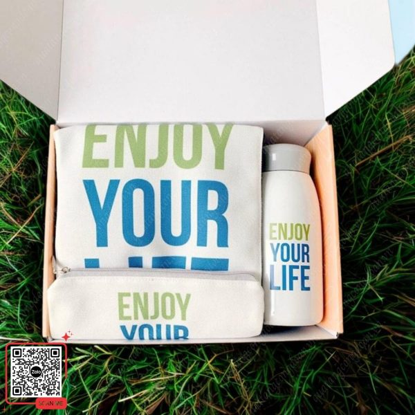 Set Quà Tặng Bình/Ly Giữ Nhiệt & Túi Canvas 6 Bộ quà tặng 8/3 túi canvas và bình giữ nhiệt in logo theo yêu cầu