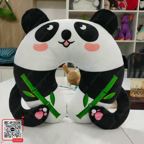 Gối Chữ U Thêu Logo Theo Yêu Cầu 9 Gối cổ chữ U hình gấu trúc