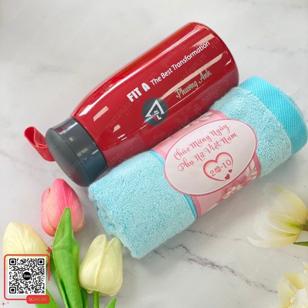 Set Quà Tặng Bình/Ly Giữ Nhiệt & Khăn 5 Quà tặng công đoàn 20/10 gồm khăn và bình giữ nhiệt