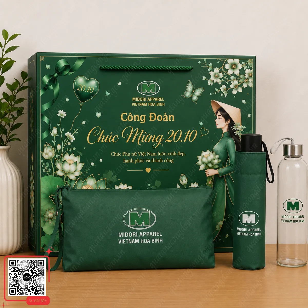 Top 7+ Set Quà Tặng 20/10 Cho Công Nhân, Nhân Viên Đẹp, Ý Nghĩa & Giá Xưởng 20 Set áo mưa ô che bình nước 20/10 màu xanh lá