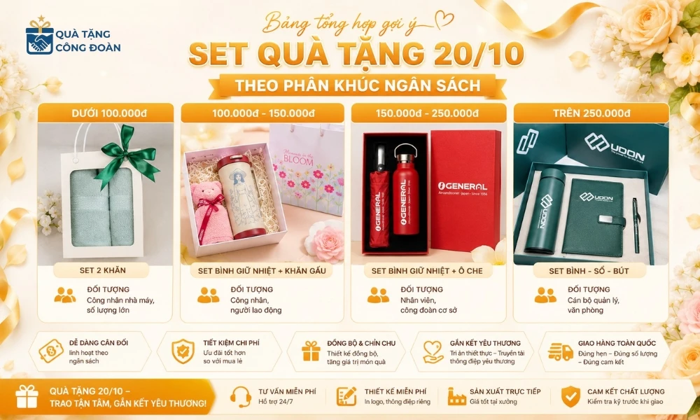 Top 7+ Set Quà Tặng 20/10 Cho Công Nhân, Nhân Viên Đẹp, Ý Nghĩa & Giá Xưởng 60 Gợi ý set quà tặng 20/10 theo mức ngân sách
