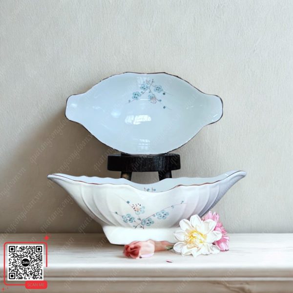 Bát Thuyền Đựng Gà Bát Tràng 7 Bát thuyền đựng gà họa tiết hoa dây xanh