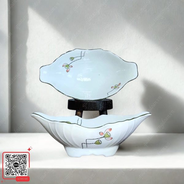Bát Thuyền Đựng Gà Bát Tràng 4 Bát thuyền đựng gà họa tiết đài sen