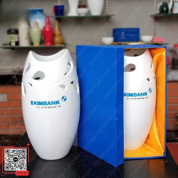Bình Hoa In Logo Ngân Hàng Eximbank 5 Bình hoa Bát Tràng in logo Eximbank