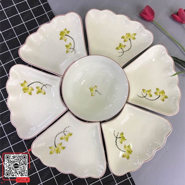 Bộ Bát Đĩa Hoa Mặt Trời 6 Bộ bát đĩa hoa mặt trời hoa mai vàng