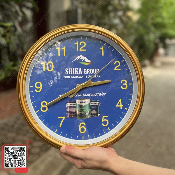 Đồng Hồ Treo Tường Vành Xi Mạ Vàng 9 Đồng hồ treo tường in logo công ty sơn Shika Group