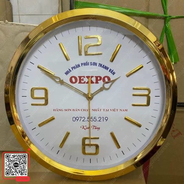 Đồng Hồ Treo Tường Vành Xi Mạ Vàng 6 Đồng hồ treo tường in logo Oexpo