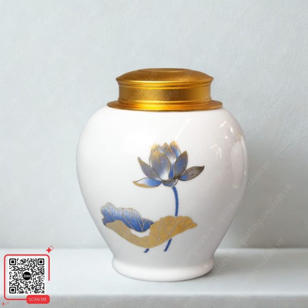 Hũ Đựng Trà Bát Tràng Họa Tiết Sen 4 Hũ đựng trà Bát Tràng họa tiết sen