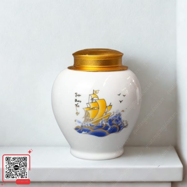 Hũ Đựng Trà Thuận Buồm Xuôi Gió 7 Hũ đựng trà thuận buồm xuôi gió Bát Tràng