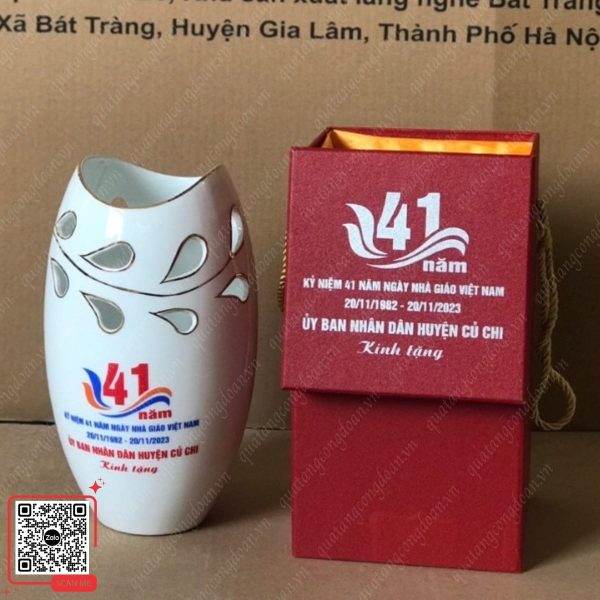 Lọ Hoa Miệng Cá In Ấn Theo Yêu Cầu 6 Lọ hoa kỷ niệm 41 năm ngày Nhà giáo Việt Nam
