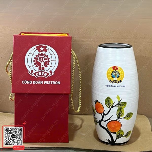 Lọ Hoa Gốm In Logo Công Đoàn Wistron 5 Lọ hoa gốm in logo Công đoàn Wistron giá rẻ