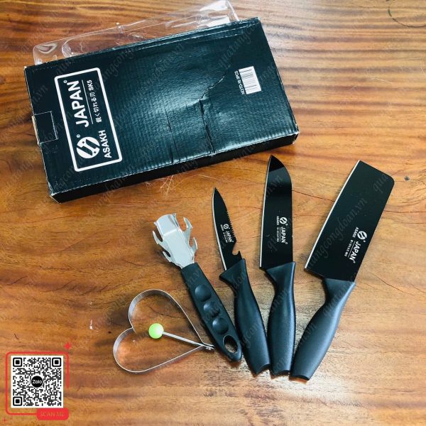 Bộ Dao Nhà Bếp 5 Món JAPAN ASAKH Bằng Thép Không Gỉ 6 bo dao da nang cat thit got rau
