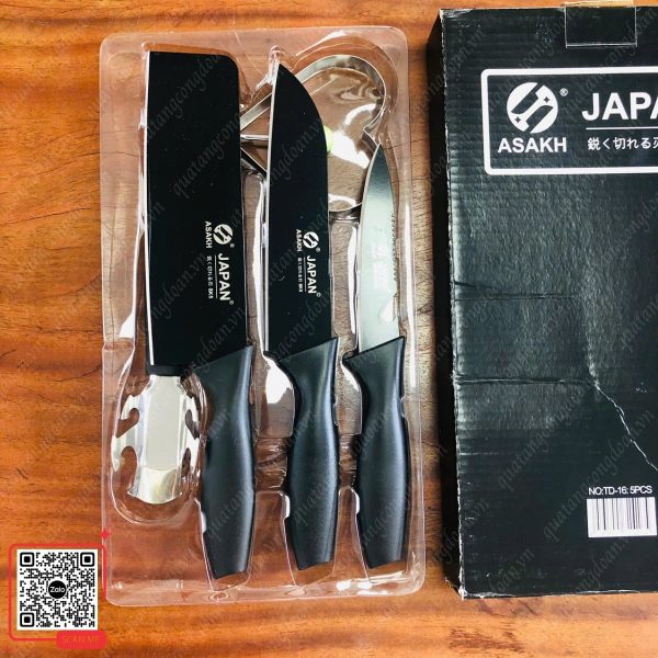 Bộ Dao Nhà Bếp 5 Món JAPAN ASAKH Bằng Thép Không Gỉ 5 bo dao nha bep in logo doanh nghiep