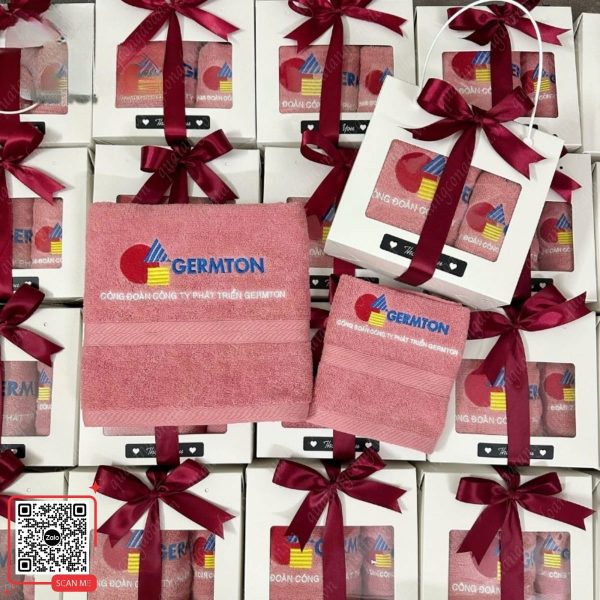 Set Khăn Thêu Logo Công Đoàn Công Ty Germton 6 Bộ quà tặng khăn 8/3 công đoàn Germton