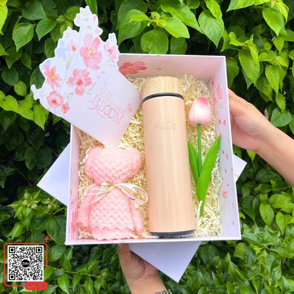 Set Quà Tặng Bình Giữ Nhiệt + Khăn Gấu 4 Combo quà tặng 20/10 giá rẻ