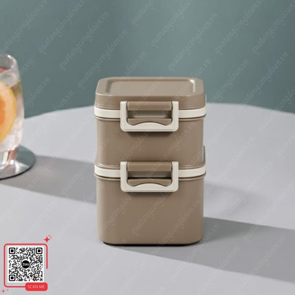 Hộp Cơm Giữ Nhiệt Elmich 2 Tầng Màu Nâu Dung Tích 1300ml 6 hop com elmich 1 3l