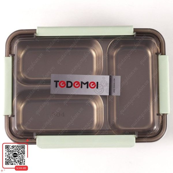 Hộp Đựng Cơm Giữ Nhiệt Inox 304 Có 3 Ngăn Đựng Thực Phẩm 8 hop dung com giu nhiet 3 ngan mau xanh la