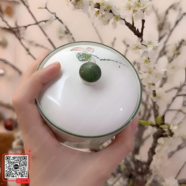 Khay Đựng Mứt Sứ Bát Tràng Họa Tiết Đài Sen 8 Hũ mứt sứ Bát Tràng đài sen truyền thống