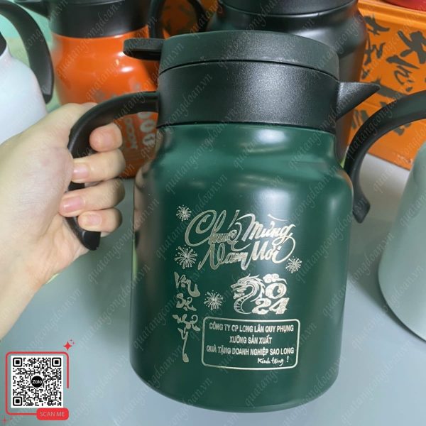 Phích Pha Trà Inox 316 Dung Tích 1L 11 phich pha tra inox 316 mau xanh reu khac logo