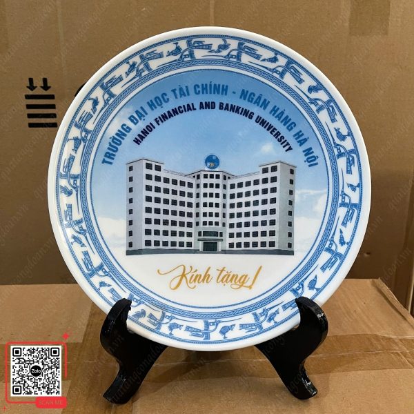 Đĩa Sứ In Ảnh Trường Đại Học Tài Chính - Ngân Hàng Hà Nội 4 Đĩa sứ lưu niệm in hình ảnh theo yêu cầu