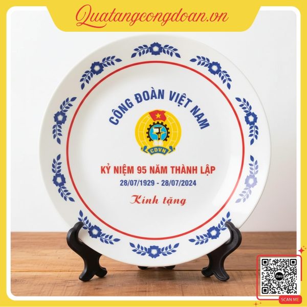 Đĩa sứ quà tặng kỷ niệm 95 năm thành lập công đoàn