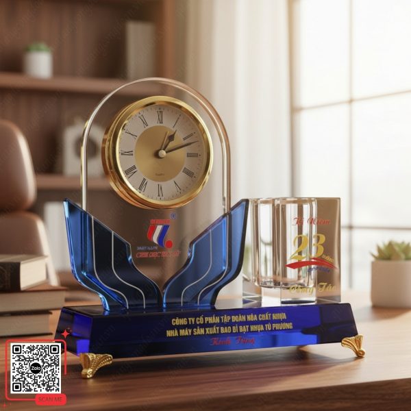 Đồng Hồ Phale In Logo Đại Hội Theo Yêu Cầu 5 Đồng hồ pha lê in logo Công ty Cổ phần Tập đoàn Hóa chất Nhựa