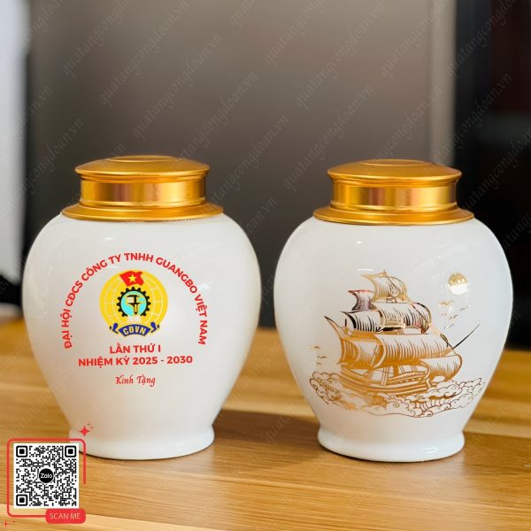 Hũ Đựng Trà Quà Tặng Đại Hội Công Đoàn Cơ Sở Cty Guangbo 3 Hũ trà Thuận Buồm Xuôi Gió làm quà tặng Đại hội Công đoàn Công ty TNHH Guangbo Việt Nam