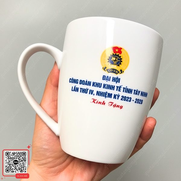 Ly Sứ Quà Tặng Đại Hội Công Đoàn Khu Kinh Tế Tỉnh Tây Ninh 3 Ly sứ in logo Đại hội Công đoàn Khu kinh tế Tây Ninh