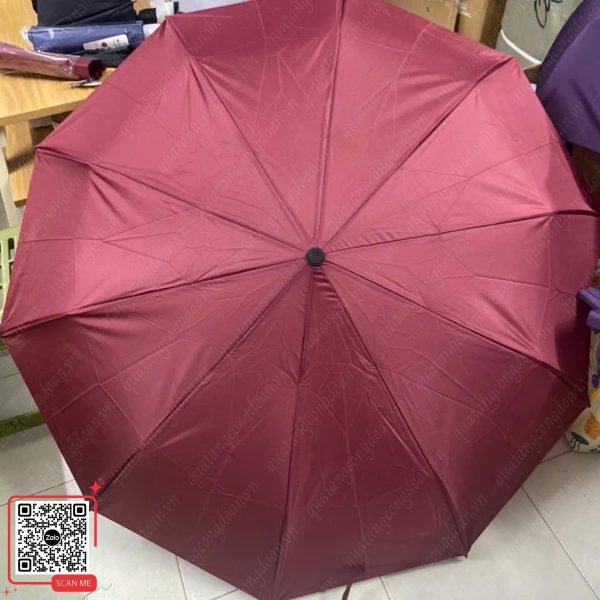 Ô Cầm Tay In Logo Đại Hội Công Đoàn 7 Ô cầm tay 10 nan màu đỏ đô
