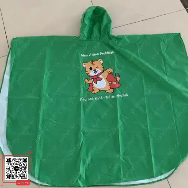 Áo Mưa Cánh Dơi Trẻ Em In Logo Men Vi Sinh Probitiger 3 Áo mưa cánh dơi cho bé in hình hổ con