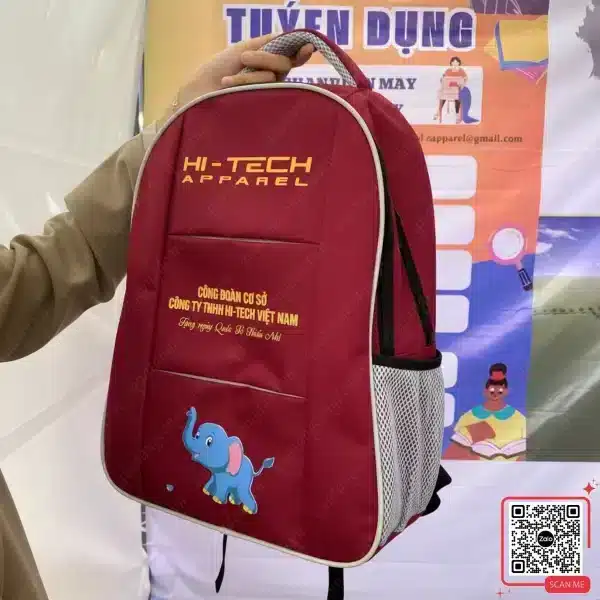 Balo In Logo Công Đoàn Hi Tech Việt Nam 5 Balo học sinh họa tiết voi xanh in logo Hi-Tech Apparel