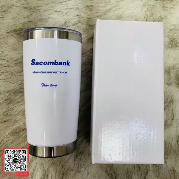Ly Giữ Nhiệt In Logo Sacombank 4 Bình giữ nhiệt in logo Sacombank màu trắng