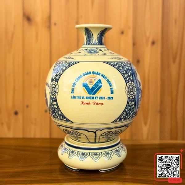 Bình Hút Lộc Men Rạn Đại Hội Công Đoàn Quận Ngũ Hành Sơn 3 Bình hút lộc men rạn in logo đại hội công đoàn quận Ngũ Hành Sơn