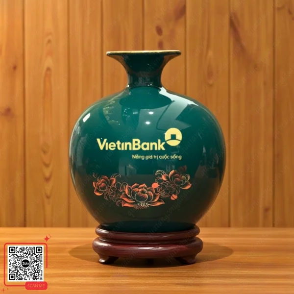 Bình Hút Lộc Thuận Buồm Xuôi Gió In Logo Vietinbank 3 Bình hút lộc ngân hàng VietinBank xanh lục bảo