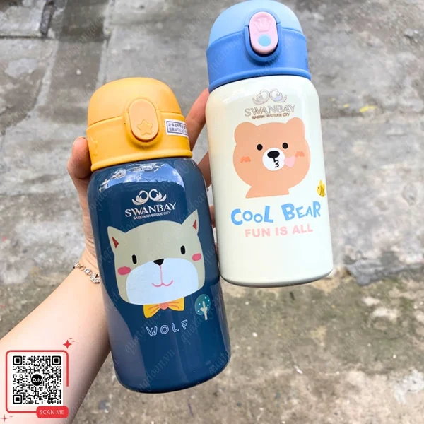 Bình Giữ Nhiệt Cho Bé In Hình Nhân Vật Hoạt Hình, Có Ống Hút 4 Các mẫu bình nước giữ nhiệt dễ thương làm quà tặng quốc tế thiếu nhi cho con em nhân viên