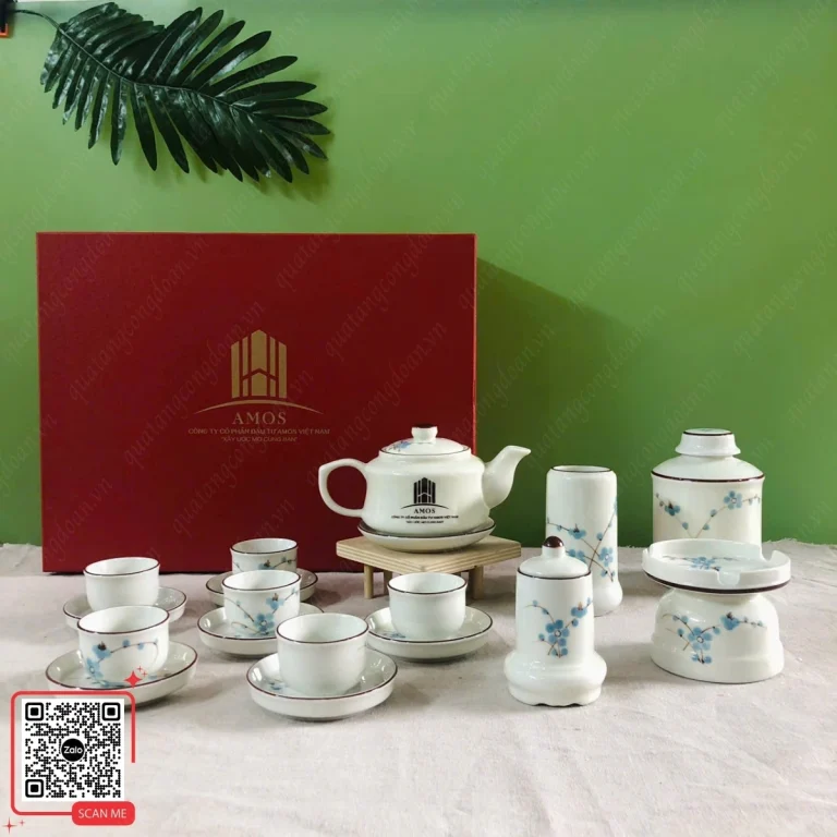 Bộ Giải Pháp Quà Tặng Tết 2027 Cho Công Nhân, Công Đoàn Viên 15 Ấm chén men kem