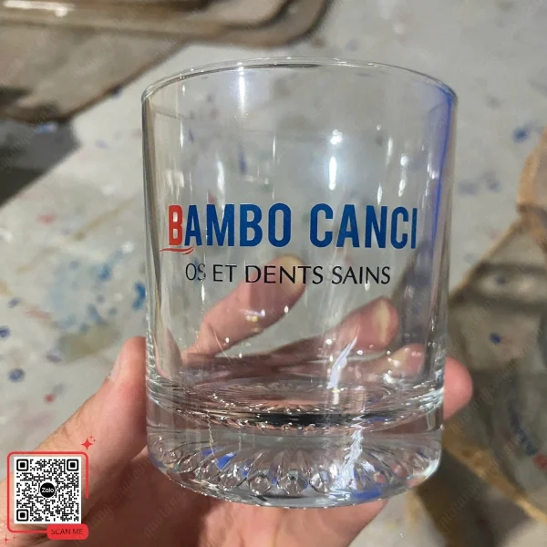 Bộ 6 Cốc Thủy Tinh In Logo Công Ty Bambo Canci 3 Cốc thủy tinh in logo Bambo Canci