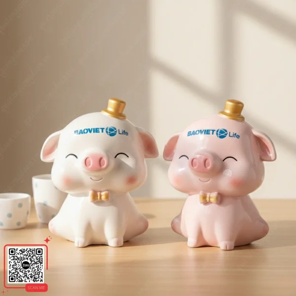 Heo Đất Tiết Kiệm In Logo Bảo Việt Nhân Thọ 5 Xưởng sản xuất và in ấn logo lên heo đất làm quà tặng doanh nghiệp Bảo Việt Life