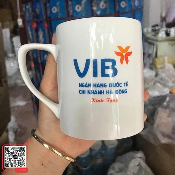 Ly Sứ Quà Tặng Ngân Hàng 4 Ly sứ in logo VIB chi nhánh Hà Đông Hà Nội