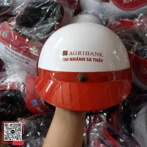 Mũ Bảo Hiểm In Logo Ngân Hàng Theo Yêu Cầu 5 Mũ bảo hiểm Agribank chi nhánh Sa Thầy Kon Tum