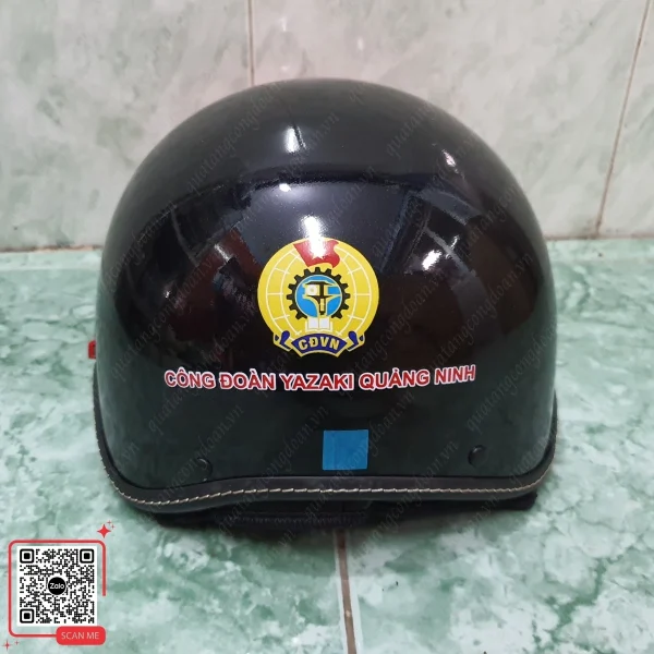 Mũ Bảo Hiểm 3/4 In Logo Công Đoàn Yazaki Quảng Ninh 6 Mũ bảo hiểm in logo công đoàn Yazaki Quảng Ninh màu đen
