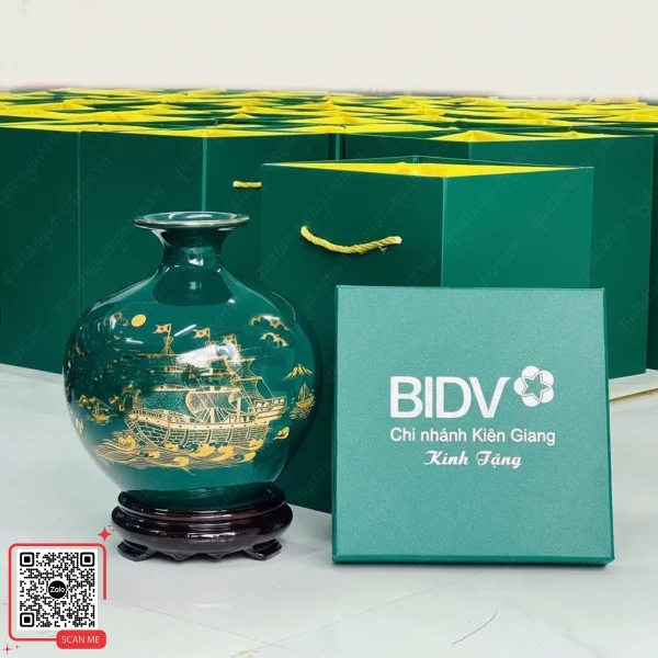 Bình Hút Lộc In Logo Ngân Hàng BIDV Chi Nhánh Kiên Giang 6 Quà tặng BIDV Kiên Giang bình hút lộc xanh lục bảo